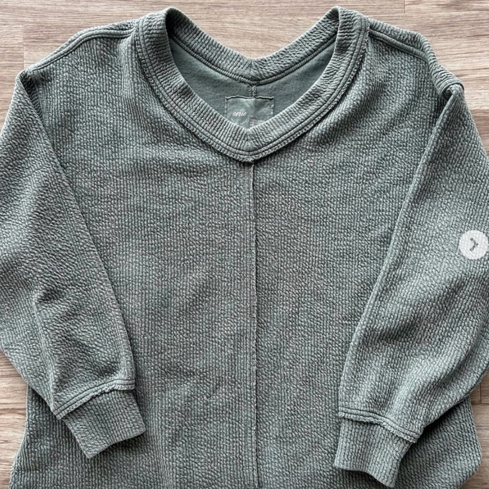 Aerie Olive Green Textured Sweater
